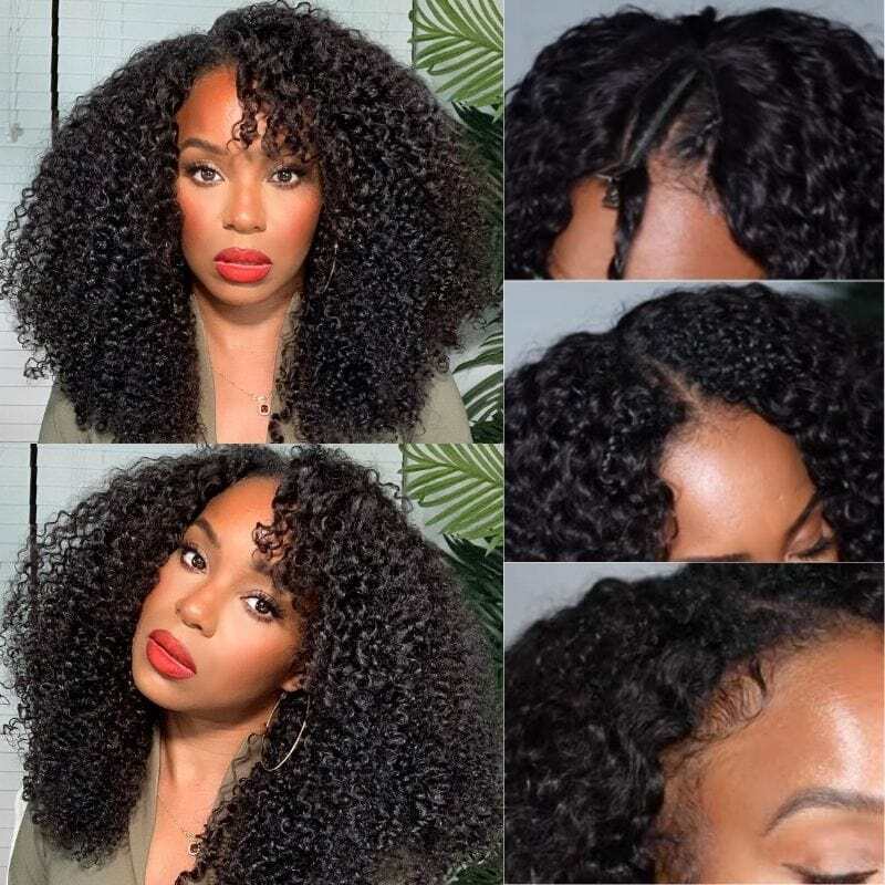 Kinky Curly V Part Bob Wig No Leave Out Upgraded U Part Wig 100% Human Hair