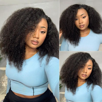 Kinky Curly V Part Bob Wig No Leave Out Upgraded U Part Wig 100% Human Hair