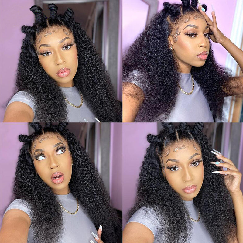 Kinky Curly HD Transparent Full Lace Wig 100% Virgin Human Hair 180% Density