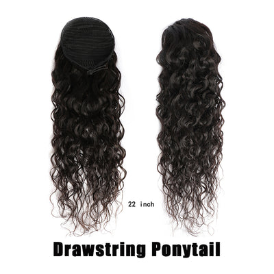 Drawstring Ponytail Water Wave Ponytail 100% Virgin Human Hair