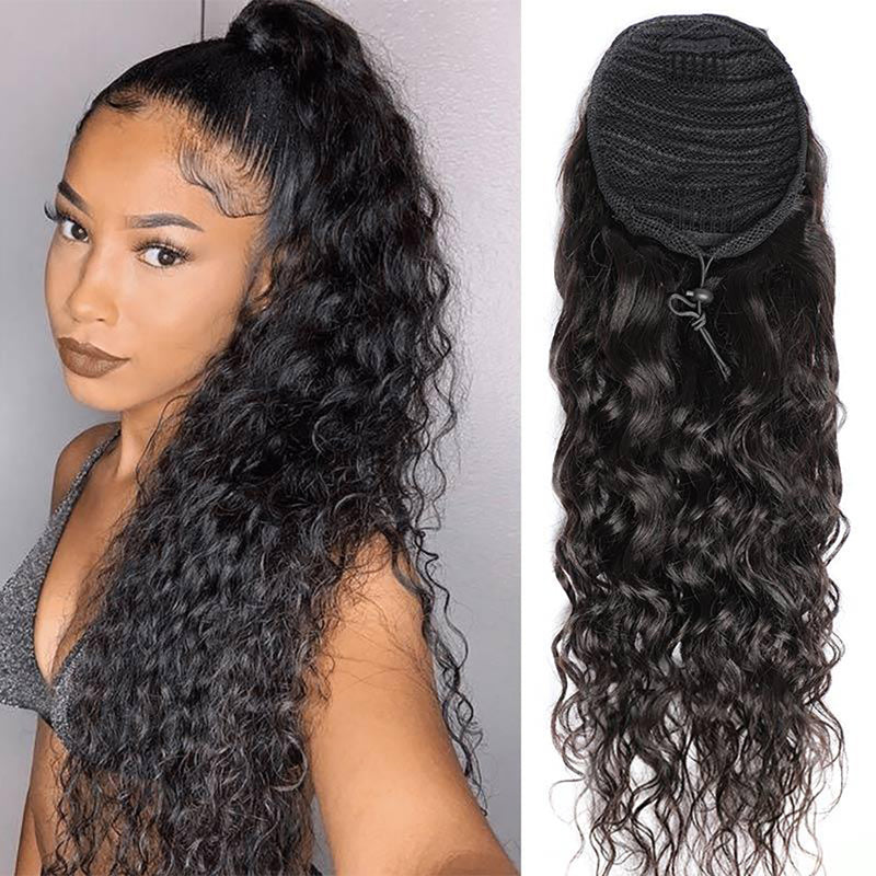 Drawstring Ponytail Water Wave Ponytail 100% Virgin Human Hair