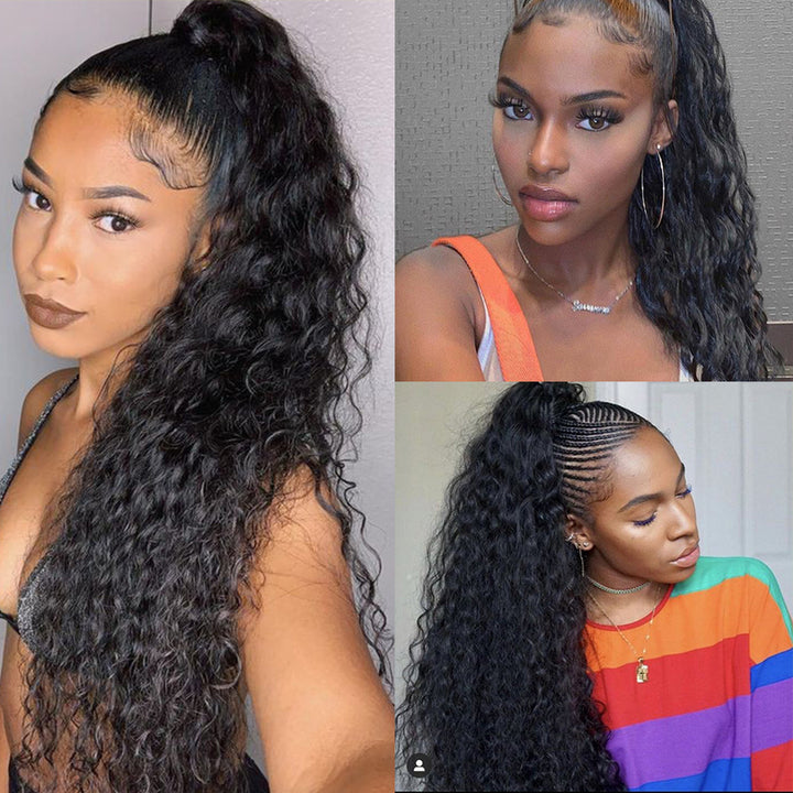 Drawstring Ponytail Water Wave Ponytail 100% Virgin Human Hair