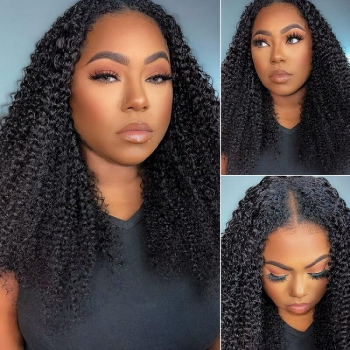 Kinky Curly V Part Wig No Leave Out Upgraded U Part Wig 100% Human Hair