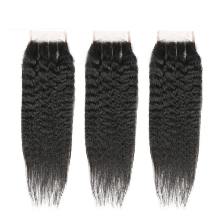 Kinky Straight Lace Closure 100% Virgin Human Hair Pre-plucked Hairline With Baby Hair