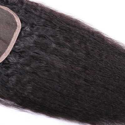 Kinky Straight Lace Closure 100% Virgin Human Hair Pre-plucked Hairline With Baby Hair