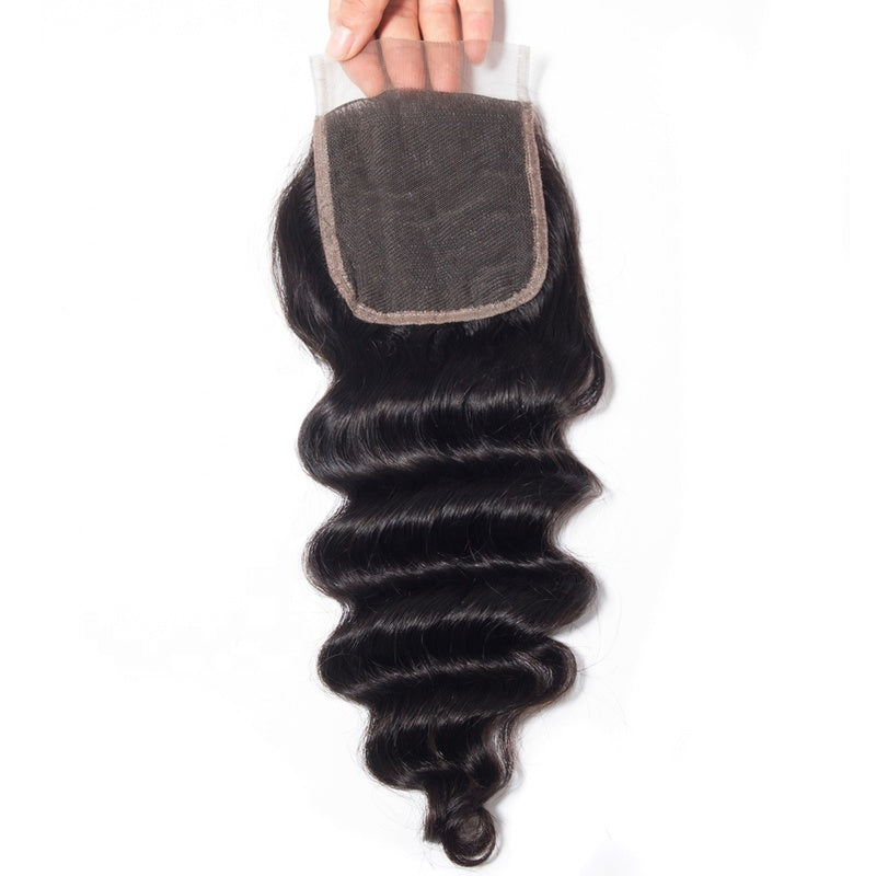 Loose Deep Lace Closure 100% Virgin Hair Closure Pre-Plucked Hairline With Baby Hair