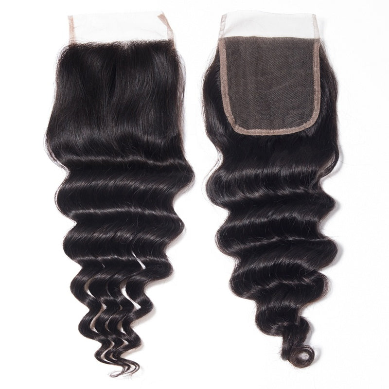 Loose Deep Lace Closure 100% Virgin Hair Closure Pre-Plucked Hairline With Baby Hair