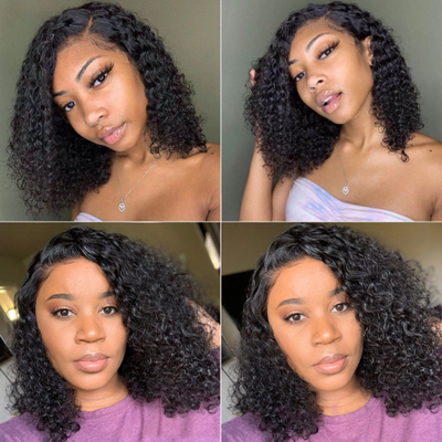 Curly V Part Bob Wig No Leave Out Upgraded U Part Wig 100% Human Hair Wig
