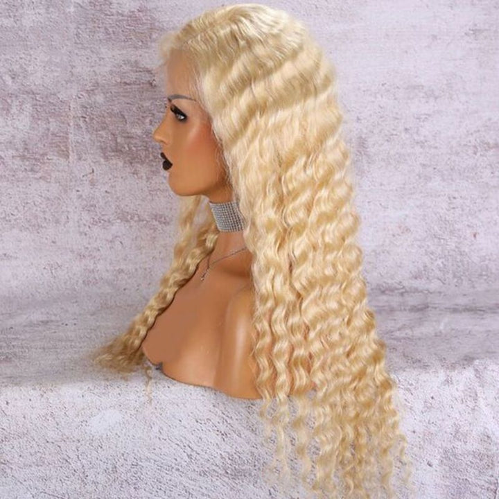 #613 Blonde Deep Wave Wig HD Transparent Lace Wig 100% Virgin Human Hair