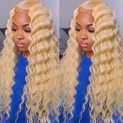 #613 Blonde Deep Wave Wig HD Transparent Lace Wig 100% Virgin Human Hair