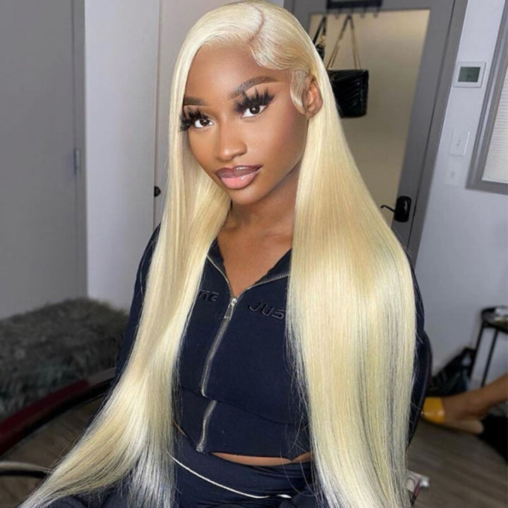 #613 Blonde Straight HD Transparent Lace Wig 100% Human Virgin Hair