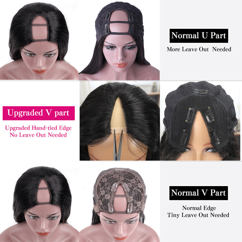 Body Wave V Part Wig No Leave Out Upgraded V Part Wig 100% Human Hair Wig
