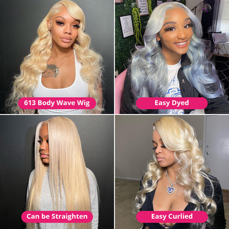 613 Blonde Straight 360 Lace Frontal Wig Transparent Lace Wig Human Hair