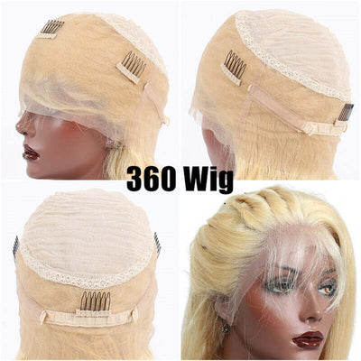 613 Blonde Straight 360 Lace Frontal Wig Transparent Lace Wig Human Hair