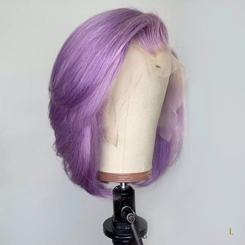 Purple Colored Bob Wig HD Transparent Pre-plucked Lace Bob Wig Human Hair