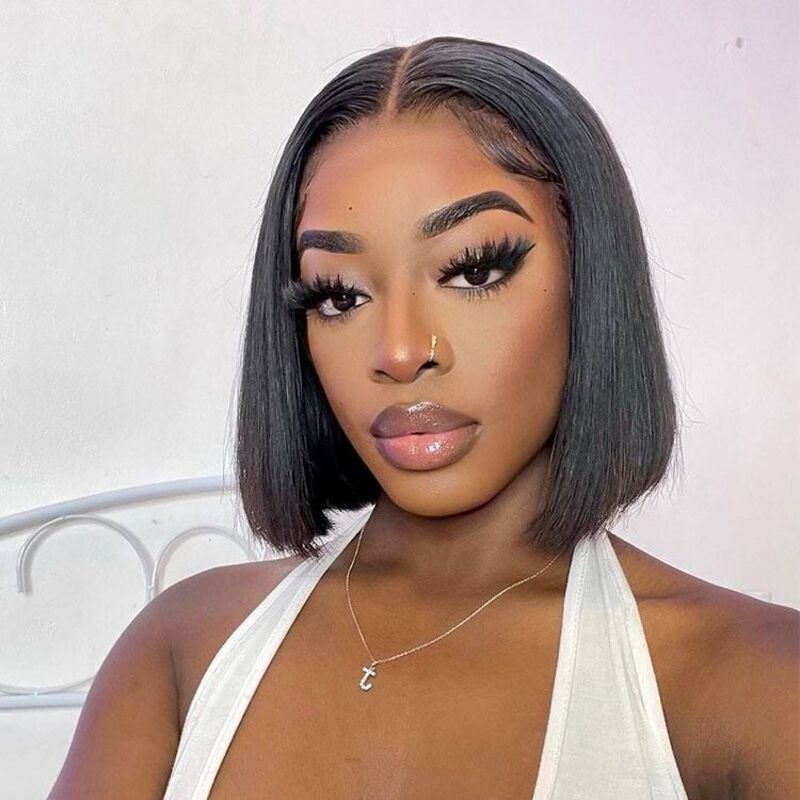 Short Yaki Straight Bob 5x5/13x6 HD Transparent Lace Frontal Wig 100% Human Hair