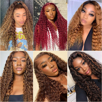 Colored Deep Wave 13×4 Lace Frontal Wig 