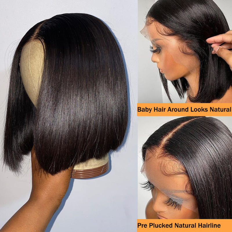 Straight Bob 13x4 HD Transparent Lace Front Wig 100% Virgin Human Hair