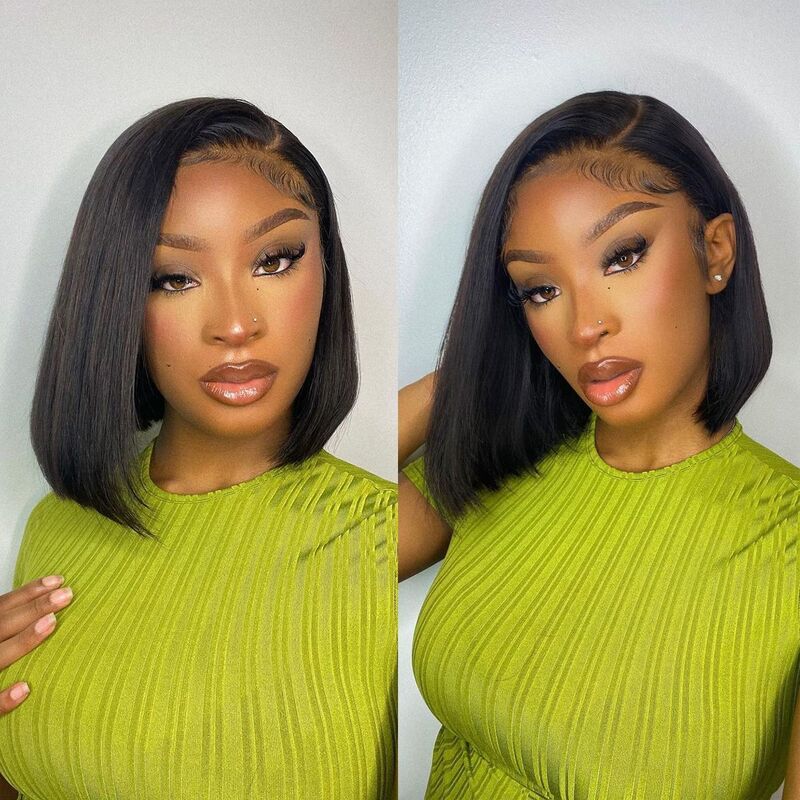 Straight Bob 13x4 HD Transparent Lace Front Wig 100% Virgin Human Hair