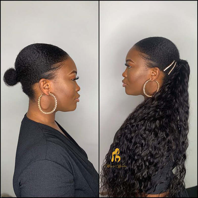 CheetahBeauty Water Wave Wrap Ponytail 100% Human Hair Extension