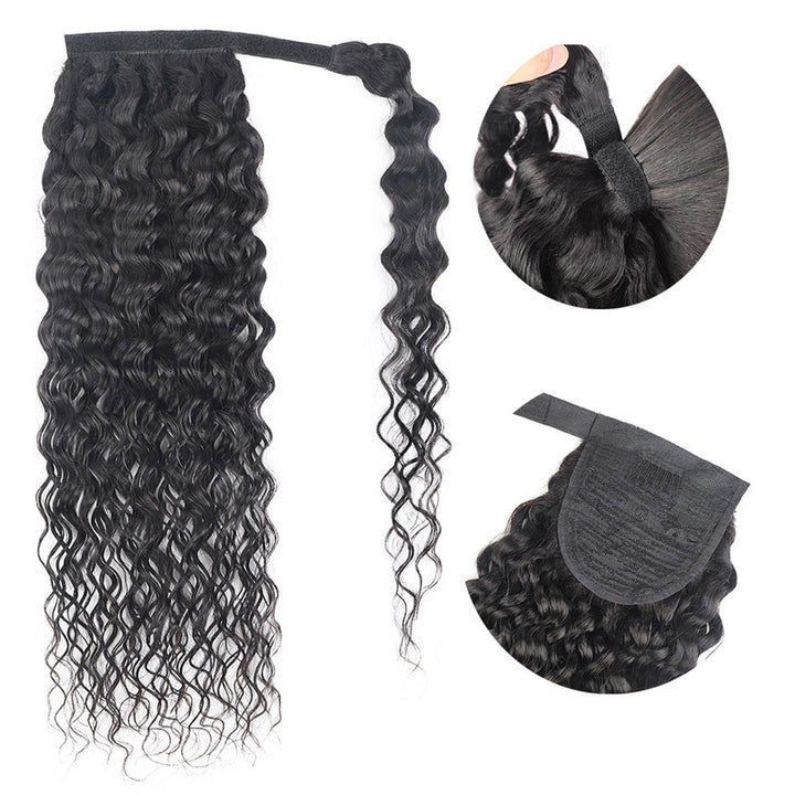 CheetahBeauty Water Wave Wrap Ponytail 100% Human Hair Extension