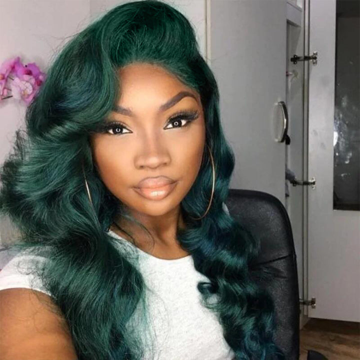 Tint Green/Green/Dark Green HD Transparent Lace Front Wig 100% Virgin Human Hair