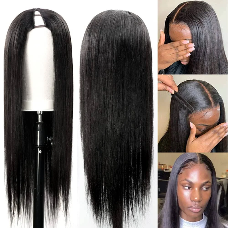 Straight V Part Wig No Leave Out Upgraded U Part Wig 100% Human Hair
