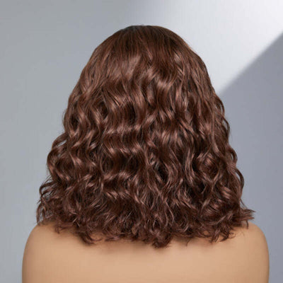 Chocolate Brown Wavy Bob Transparent Lace Wig 100% Human Hair