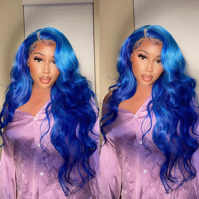 Blue Color Lace Wig Human Hair