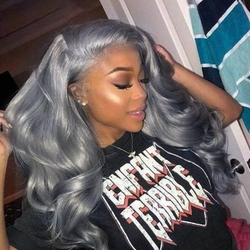 Grey Human Hair Lace Wig