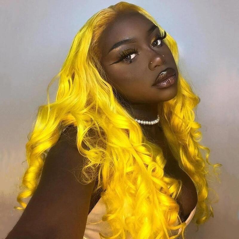 yollow lace wig Human Hair