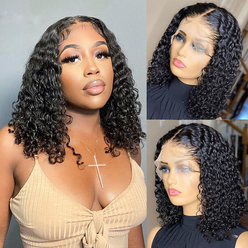 Curly Wave Bob 13x6 HD Transparent Lace Frontal Wig 100% Virgin Human Hair