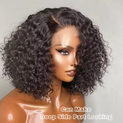 13x6 Curly Bob Wig HD Transparent Lace Front Wig 100% Human Hair
