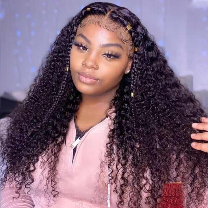 Kinky Curly HD Transparent Full Lace Wig 100% Virgin Human Hair 180% Density