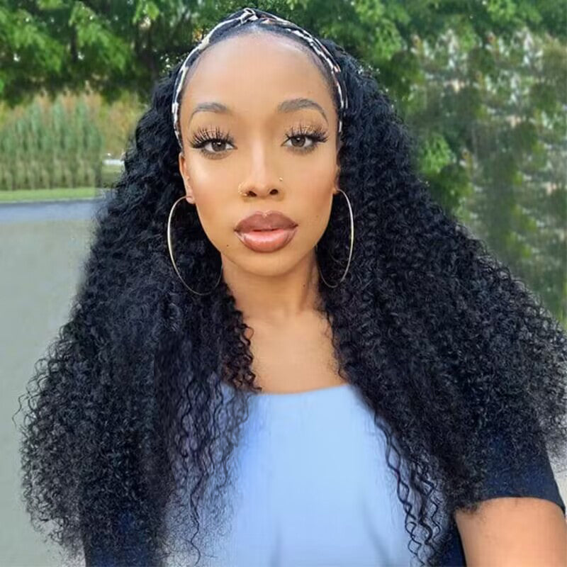 Sale Kinky Curly Headband Wig Cuticle Aligned Human Hair Wigs No Code Available