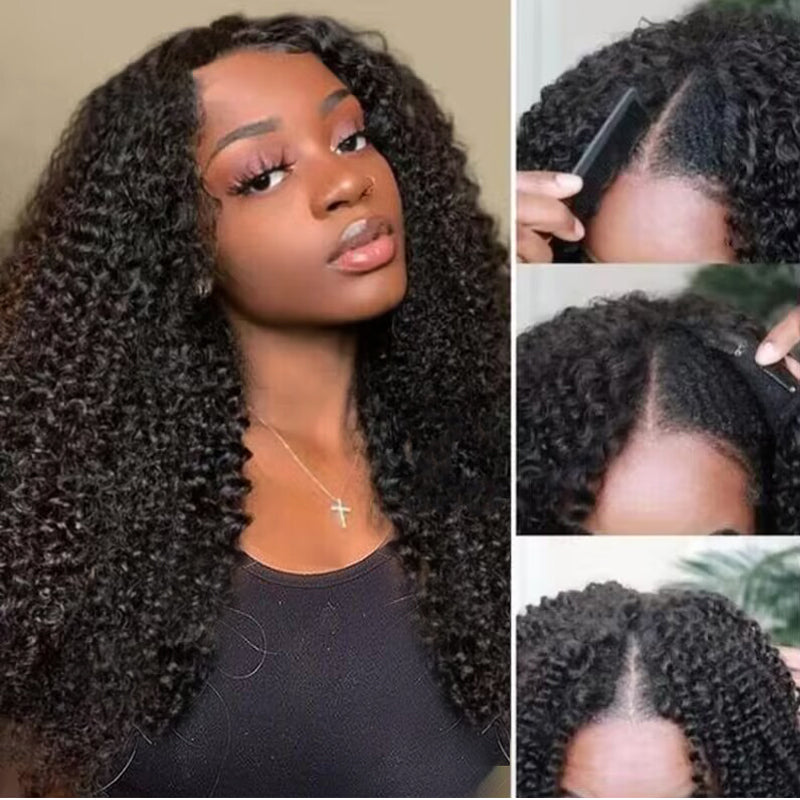 Kinky Curly V Part Wig No Leave Out Upgraded V Part Wig 100% Human Hair