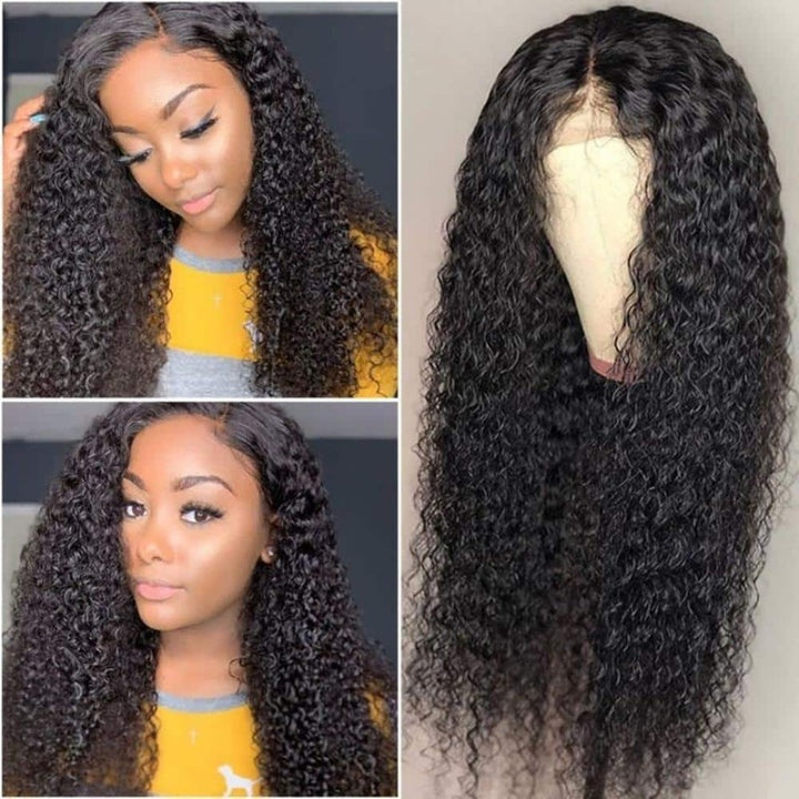 Cuticle Aligned Curly 4x4 HD Transparent Lace Closure Wig 100% Virgin Human Hair