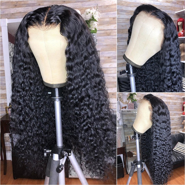 Cuticle Aligned Curly 4x4 HD Transparent Lace Closure Wig 100% Virgin Human Hair