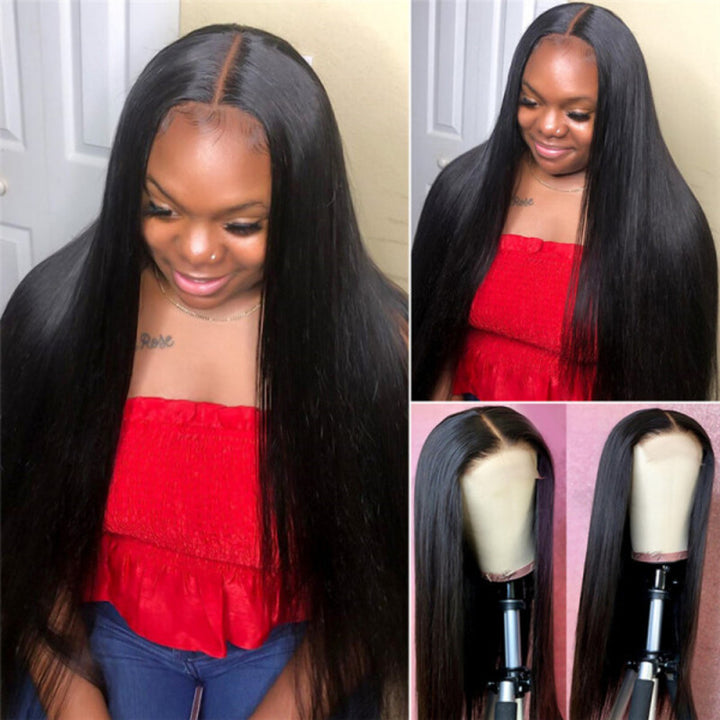 Cuticle Aligned Straight 4x4 HD Transparent Lace Closure Wig 100% Virgin Human Hair