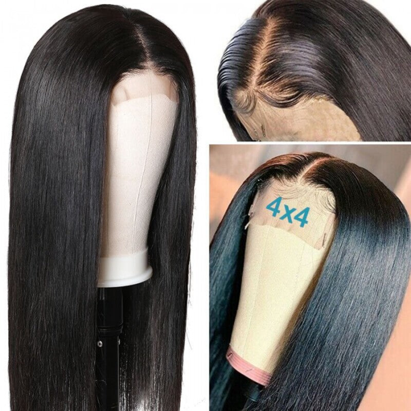 Cuticle Aligned Straight 4x4 HD Transparent Lace Closure Wig 100% Virgin Human Hair