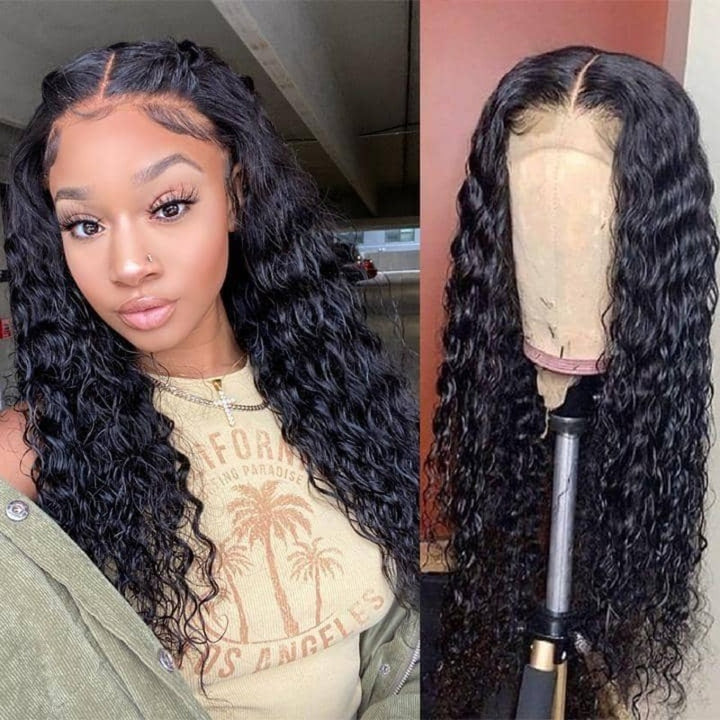 Water Wave Transparent Lace Closure Wig 100% Human Hair Cuticle Aligned