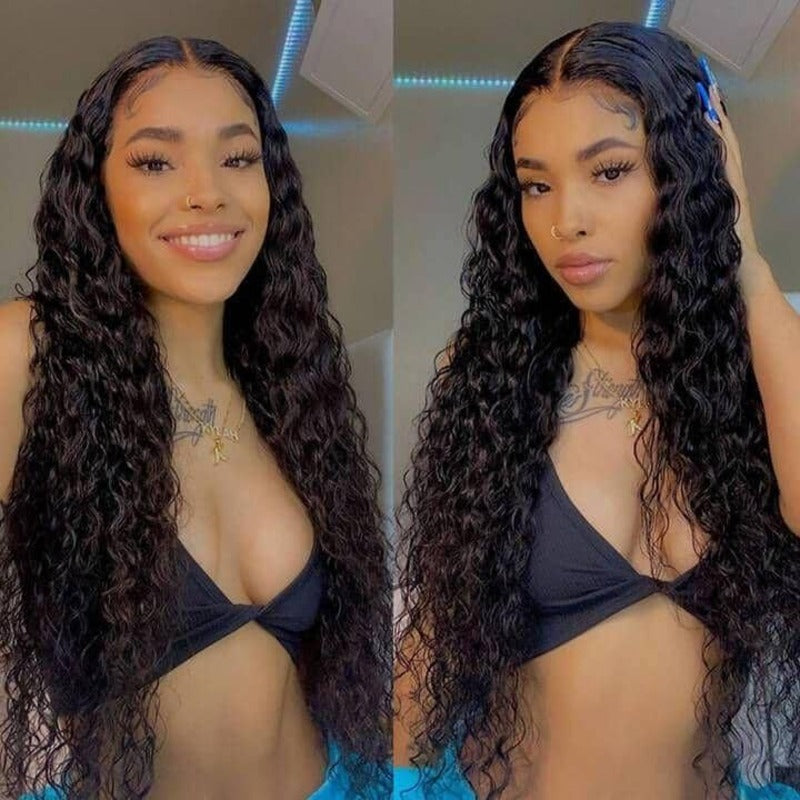 Water Wave Transparent Lace Closure Wig 100% Human Hair Cuticle Aligned