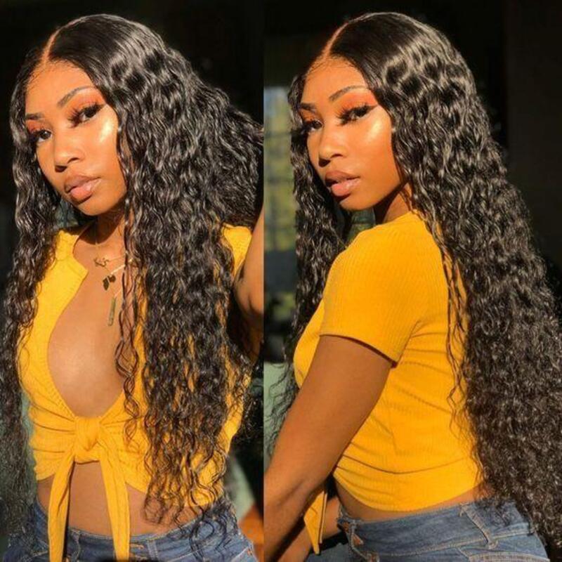 Water Wave Transparent Lace Closure Wig 100% Human Hair Cuticle Aligned