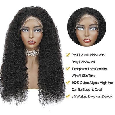 Deep Curly 13x4/13x6 HD Transparent Lace Front Wig 100% Virgin Human Hair