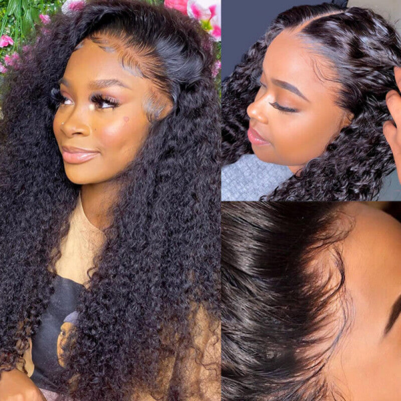 Deep Curly 13x4 HD Transparent Lace Front Wig 100% Virgin Human Hair
