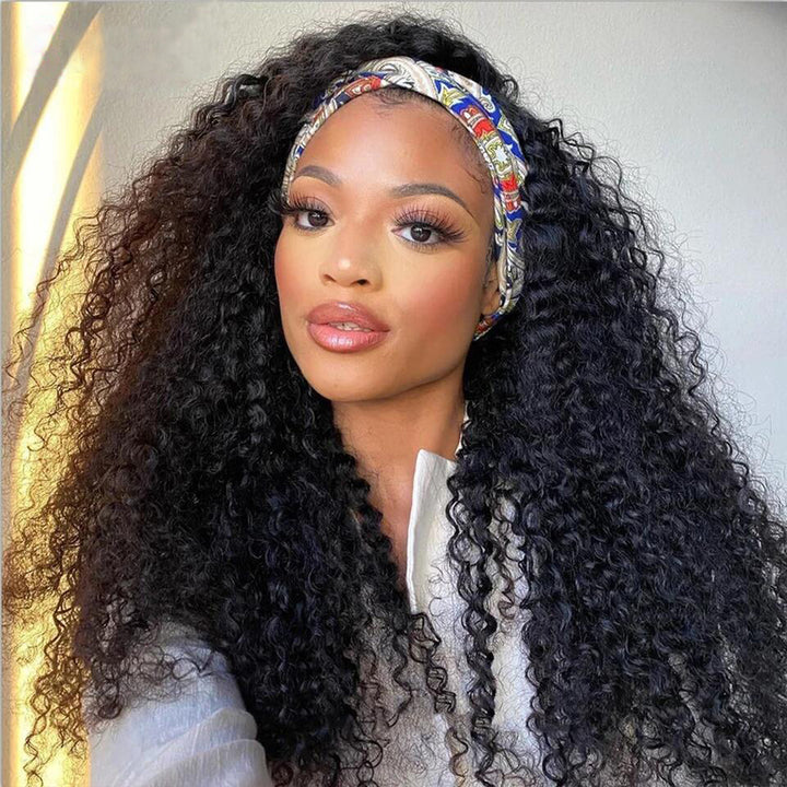 Deep Curly Glueless Headband Wig 100% Virgin Human Hair Wig