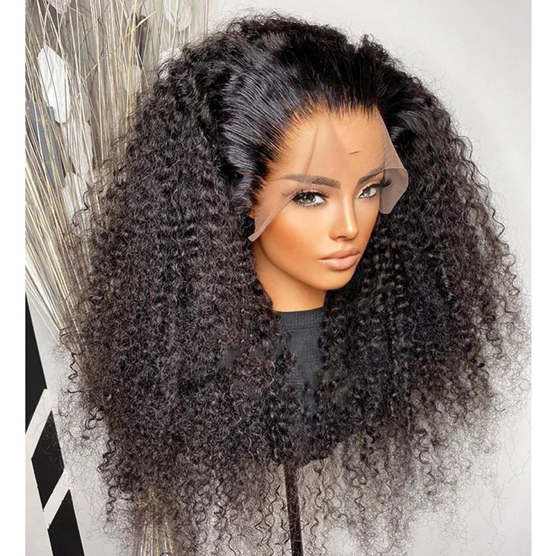180% Density Deep Curly Transparent Full Lace Wig 100% Virgin Human Hair