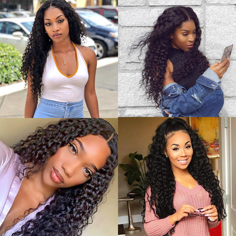 Deep Wave HD Transparent Lace Frontal Wig 100% Virgin Human Hair