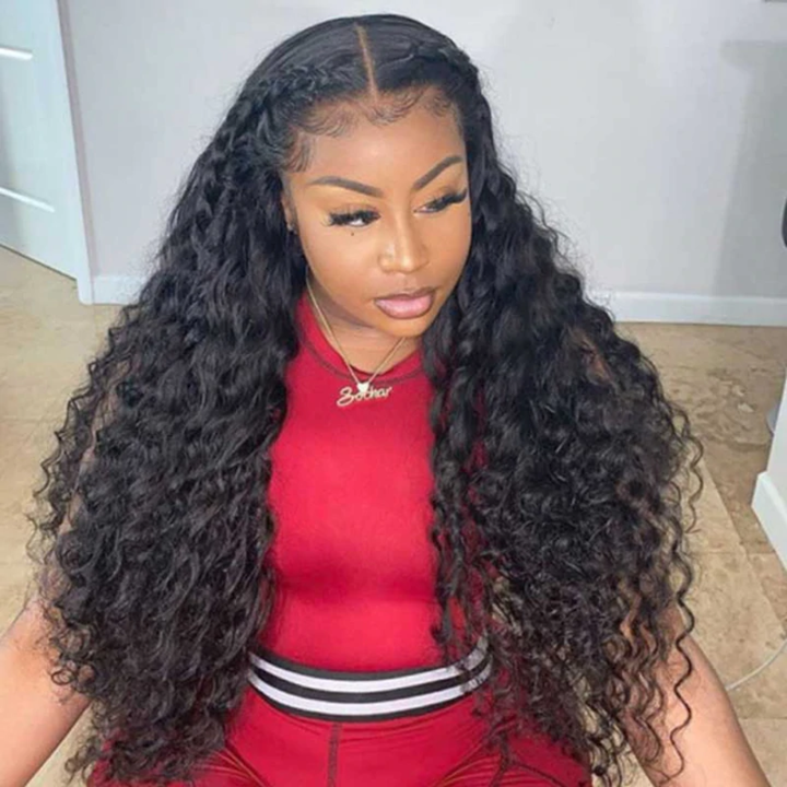 Deep Wave HD Transparent Lace Frontal Wig 100% Virgin Human Hair