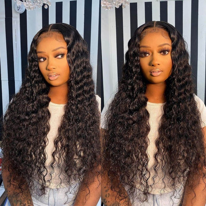 Deep Wave HD Transparent Lace Frontal Wig 100% Virgin Human Hair